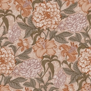 ESTA wallpaper with flowers vintage style old pink, terracotta and greyed green