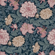 Papier peint motif fleurs style vintage rose et bleu