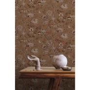 ESTA wallpaper flowers vintage style in terracotta brown