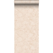 ESTA wallpaper with ginkgo leaves in sand beige