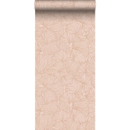 ESTA wallpaper with ginkgo leaves in terracotta pink