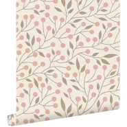 ESTA wallpaper with a floral pattern in white and pink