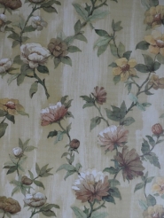 Vintage floral wallpaper with yellow, beige and brown flowers