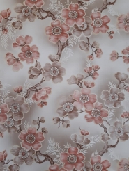 Vintage floral wallpaper with brown and pink flowers