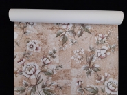 Papier peint vintage avec fleurs blanc et rose sur un fond de liège