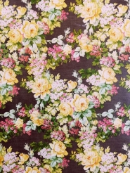 Papier peint vintage avec des fleurs roses et jaunes