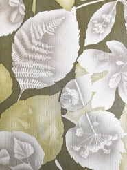 Vintage wallpaper with green and grey leaves