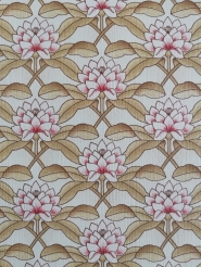 Papier peint vintage avec des fleurs de lotus rose et beige