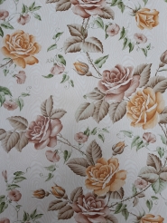 White, orange and brown flowers vintage wallpaper