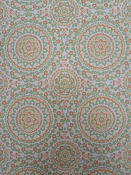 Green, orange and yellow floral vintage wallpaper