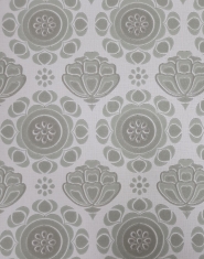 Grey-green floral vintage wallpaper