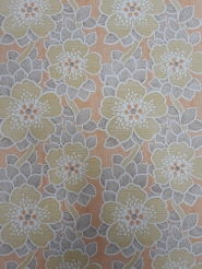 Orange and yellow-green floral vintage wallpaper
