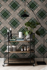 Premium wallpaper Checkered patchwork British green