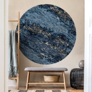 Round wallpaper blue beige marble Sarrancolin