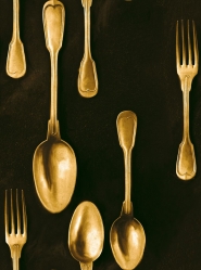 Cutlery wallpaper gold