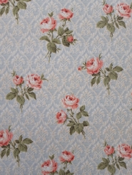 Blue medallion with roses fifties wallpaper