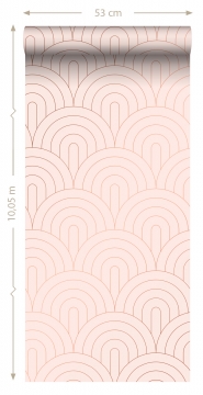 Pink with golden arches art deco wallpaper