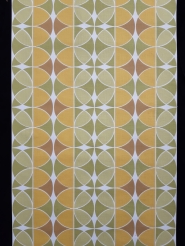 Yellow, green and brown vintage geometric wallpaper