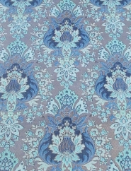 Blue and bronze floral damask vintage wallpaper