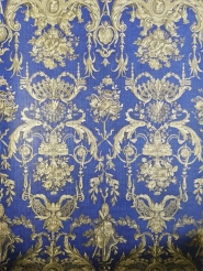 Blauw en goud medaillon vintage behang empire stijl