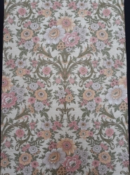 Roze, groen barok vintage behang met bloemen