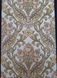 Yellow, green and brown damask vintage wallpaper with flowers