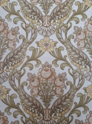 Geel, groen, bruin barok vintage behang met bloemen