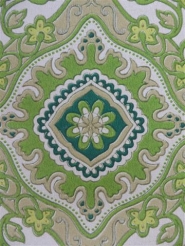 groene bloemen in een geometrisch patroon