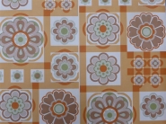 orange brown flowers in a geometric pattern