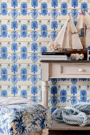Papier peint de luxe Mykonos villa bleu-blanc