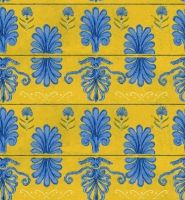 Papier peint de luxe Mykonos villa bleu-jaune