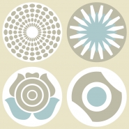 LAVMI wallpaper Clocks blue grey beige white flowers and circles