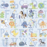 alfabet kindebehang blauw