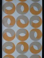 Vintage geometric wallpaper orange grey rings