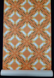 Orange, brown and dark yellow vintage geometric wallpaper
