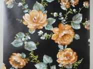 Vintage floral wallpaper with brown flowers on a black background