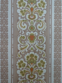 green brown double damask vintage wallpaper